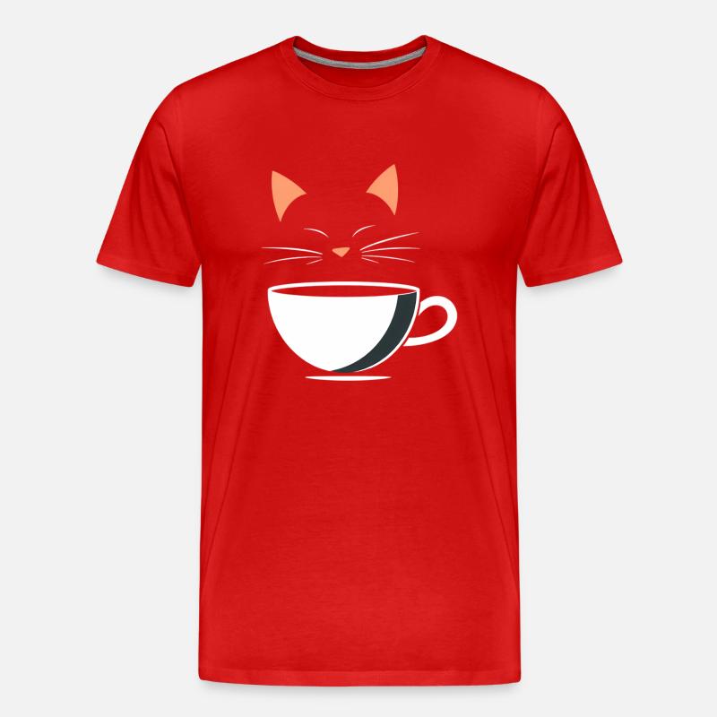 Café Kitty - Männer Premium Bio T-Shirt - Rot
