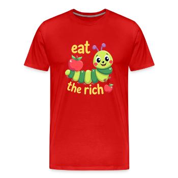 Mangez les riches - Chenille affamée - T-shirt bio Premium Homme - rouge - Devant - Damien (186cm)