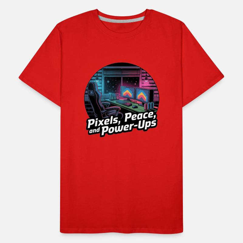 Pixels, Peace & Power-Ups – Gaming-Setup Männer Premium Bio T-Shirt