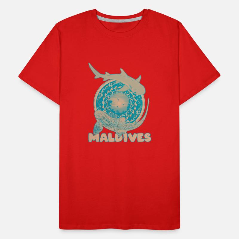 Maldives Requin léopard Requin de récif à pointe blanche T-shirt bio Premium Homme
