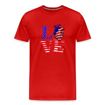 Love America - Men's Premium Organic T-Shirt - red - Front - Damien (186cm)