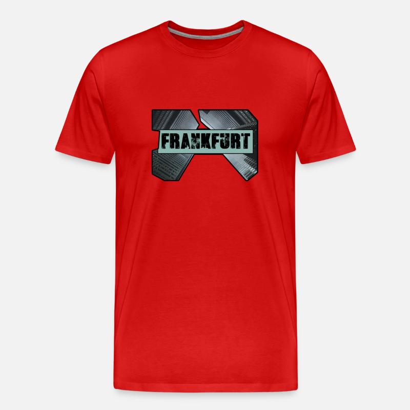 frankfurt,skyline,häuser,hochhäuser,ffm - Männer Premium Bio T-Shirt - Rot