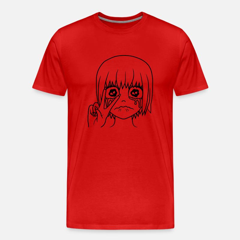 Peace Handzeichen weinendes Mädchen - Männer Premium Bio T-Shirt - Rot
