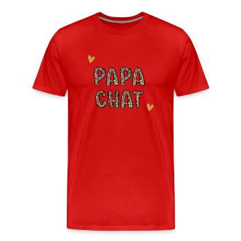 papa chat - T-shirt bio Premium Homme - rouge - Devant - Damien (186cm)