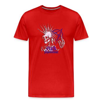 Skelett Punk Irokesen Anarchie Mittelfinger Viol - Männer Premium Bio T-Shirt - Rot - Vorne - Damien (186cm)