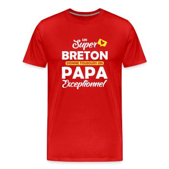 super breton / papa exceptionnel - T-shirt bio Premium Homme - rouge - Devant - Damien (186cm)