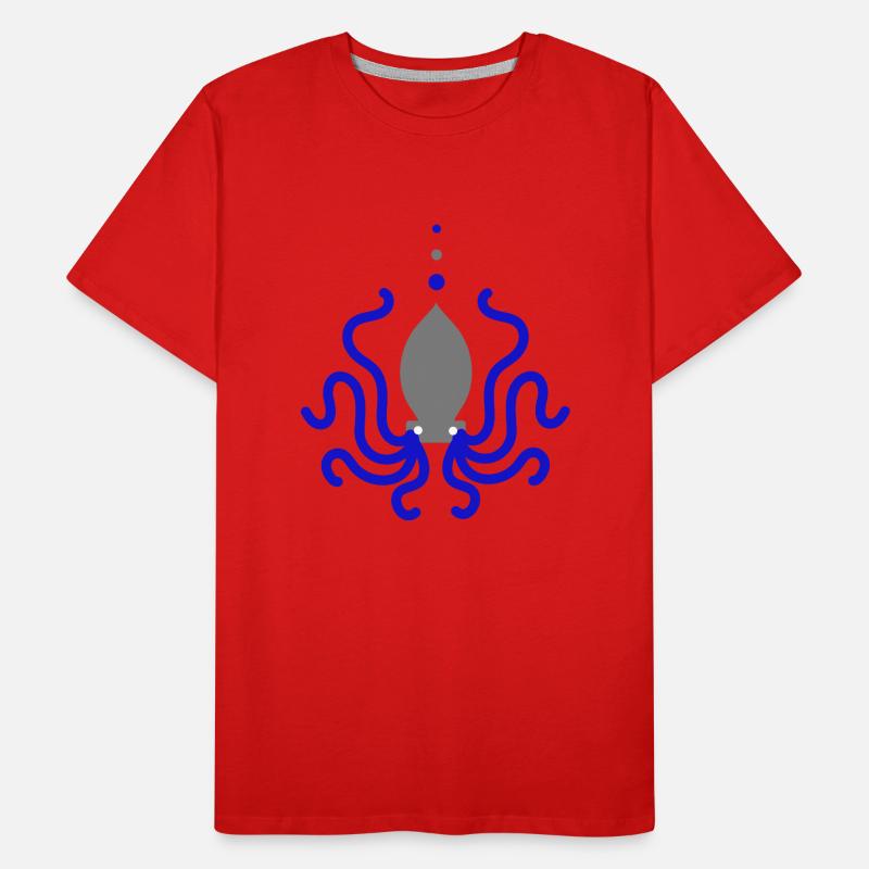 Octopus Octopus Blue Grey Animation Men's Premium Organic T-Shirt