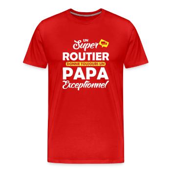 super routier - papa exceptionnel - T-shirt bio Premium Homme - rouge - Devant - Damien (186cm)