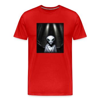 alien priest - Men's Premium Organic T-Shirt - red - Front - Damien (186cm)