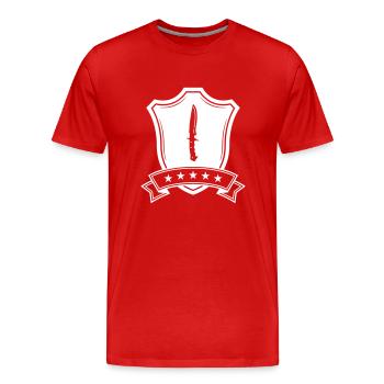 Messer Wappen - Männer Premium Bio T-Shirt - Rot - Vorne - Damien (186cm)