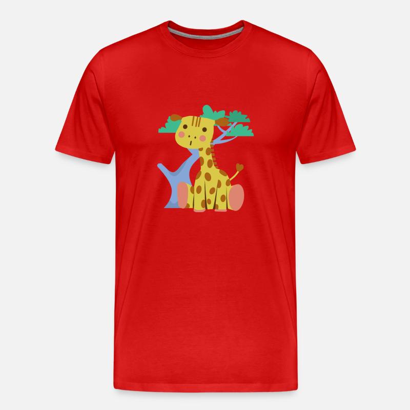 Giraffe - Männer Premium Bio T-Shirt - Rot