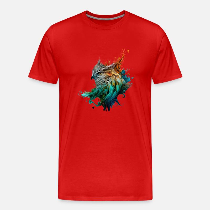 Eulen-Farbstrahlen - Männer Premium Bio T-Shirt - Rot