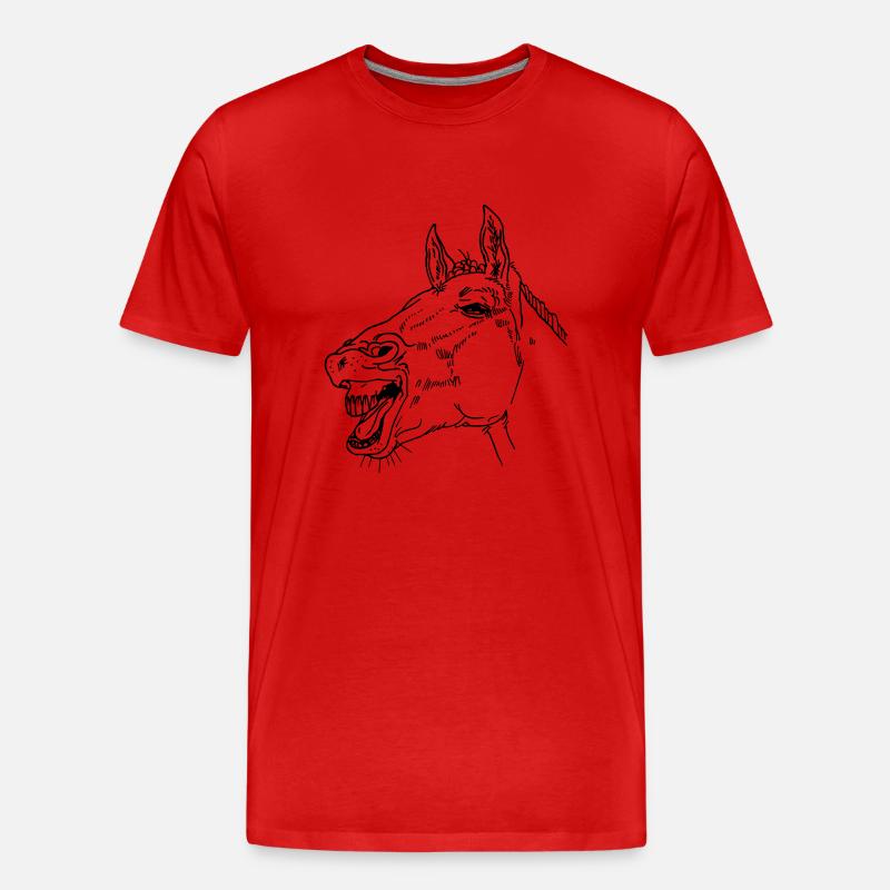 Lachendes Pferd - Männer Premium Bio T-Shirt - Rot