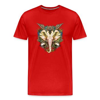 Der majestätische Elefant mit der Kreatur der Nacht - Männer Premium Bio T-Shirt - Rot - Vorne - Damien (186cm)