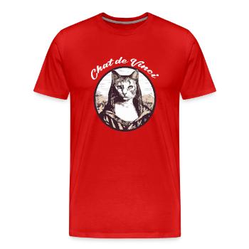 Da Vinci's cat - Men's Premium Organic T-Shirt - red - Front - Damien (186cm)