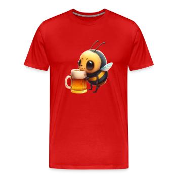La petite abeille boit une grosse bière - T-shirt bio Premium Homme - rouge - Devant - Damien (186cm)