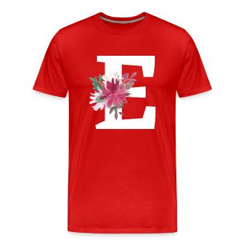 Floral Letter - Men's Premium Organic T-Shirt - red - Front - Damien (186cm)