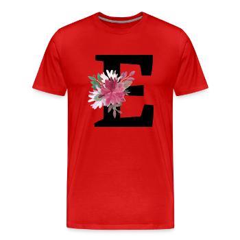 Floral Letter - Men's Premium Organic T-Shirt - red - Front - Damien (186cm)