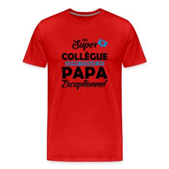 super collègue / papa exceptionnel - T-shirt bio Premium Homme - rouge - Devant - Damien (186cm)