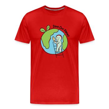Sauvons notre planète - T-shirt bio Premium Homme - rouge - Devant - Damien (186cm)