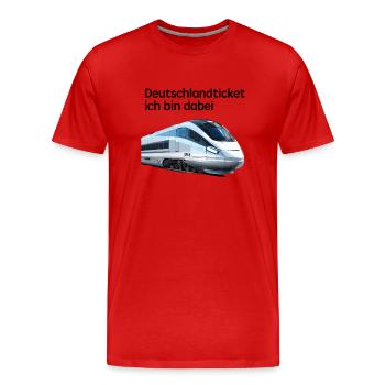 Deutschlandticket Gruppengeschenk 49€ Ticket - Männer Premium Bio T-Shirt - Rot - Vorne - Damien (186cm)