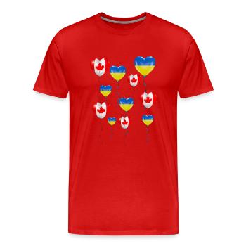 Canada : Solidarité et cœur pour l’Ukraine - T-shirt bio Premium Homme - rouge - Devant - Damien (186cm)