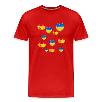 Espagne : solidarité et cœur pour l’Ukraine - T-shirt bio Premium Homme - rouge - Devant - Damien (186cm)