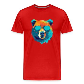 Bill der bär mit der Brille - Männer Premium Bio T-Shirt - Rot - Vorne - Damien (186cm)