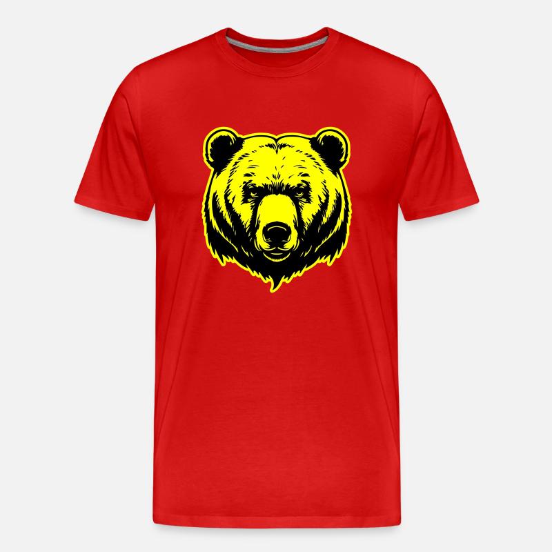 Bär Grizzly Kopf - Männer Premium Bio T-Shirt - Rot