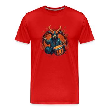 Chèvre Batteur Musique Animal Drums Batteur - T-shirt bio Premium Homme - rouge - Devant - Damien (186cm)