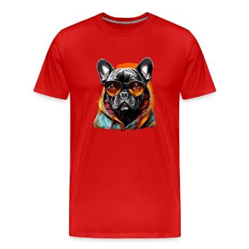 City companion: the ghost of the French bulldog - Men's Premium Organic T-Shirt - red - Front - Damien (186cm)