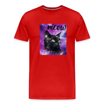Chat Galaxy - T-shirt bio Premium Homme - rouge - Devant - Damien (186cm)