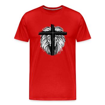 Croix de Lion noir - T-shirt bio Premium Homme - rouge - Devant - Damien (186cm)
