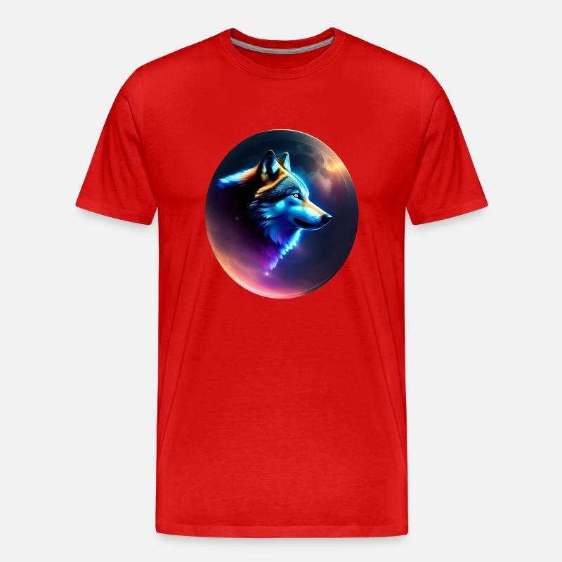 Wolf - Männer Premium Bio T-Shirt - Rot