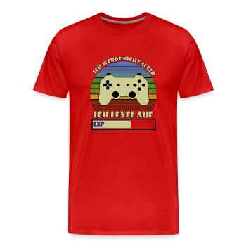 Level Up - Männer Premium Bio T-Shirt - Rot - Vorne - Damien (186cm)