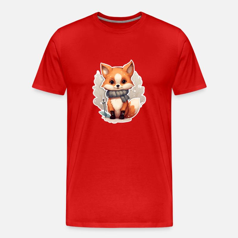 Fuchs im Winterlook - Männer Premium Bio T-Shirt - Rot