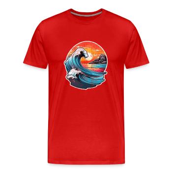 Welle - Sommer - Urlaub - Jahrgang - Männer Premium Bio T-Shirt - Rot - Vorne - Damien (186cm)