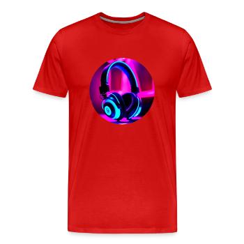 Neon-Kopfhörer - Männer Premium Bio T-Shirt - Rot - Vorne - Damien (186cm)