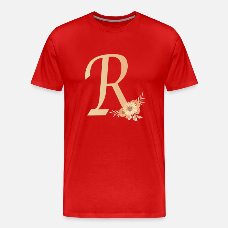 Buchstabe R mit Blumen - Männer Premium Bio T-Shirt - Rot