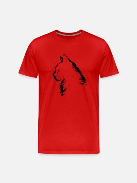 Cat, Cat Motif - Men's Premium Organic T-Shirt - red