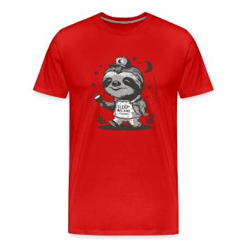 Nuit de somnambule paresseux - T-shirt bio Premium Homme - rouge - Devant - Damien (186cm)