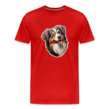 Berger australien fidèle - T-shirt bio Premium Homme - rouge - Devant - Damien (186cm)