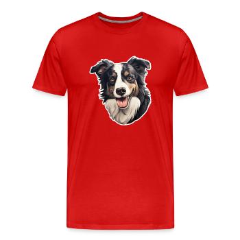 Tête de Border Collie - T-shirt bio Premium Homme - rouge - Devant - Damien (186cm)