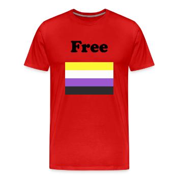 Drapeau non binaire gratuit - T-shirt bio Premium Homme - rouge - Devant - Damien (186cm)
