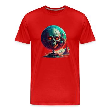 Monde du crâne - T-shirt bio Premium Homme - rouge - Devant - Damien (186cm)