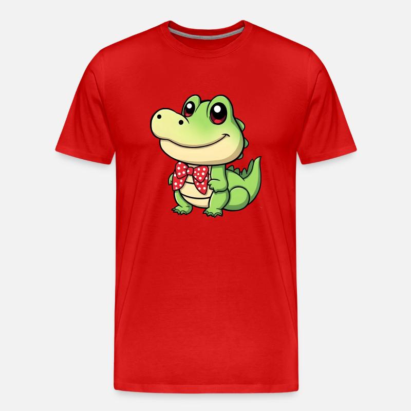 süßes Comic-Krokodil mit roter Krawatte - Männer Premium Bio T-Shirt - Rot
