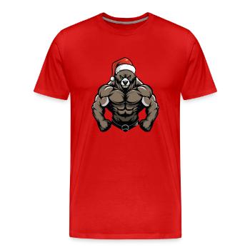 Ours Père Noël - T-shirt bio Premium Homme - rouge - Devant - Damien (186cm)
