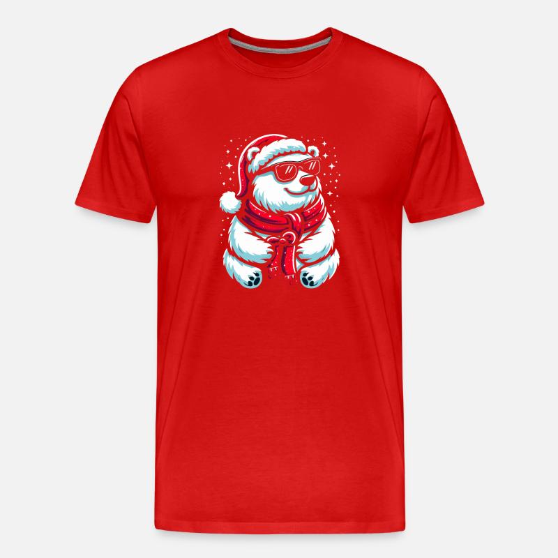 Weihnachten Cooler Eisbär - Männer Premium Bio T-Shirt - Rot