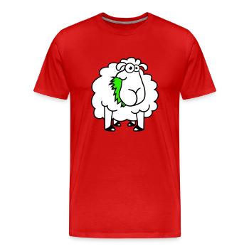 Schaf Frisst Gräser Gras Fressen Hungrig Lustig - Männer Premium Bio T-Shirt - Rot - Vorne - Damien (186cm)