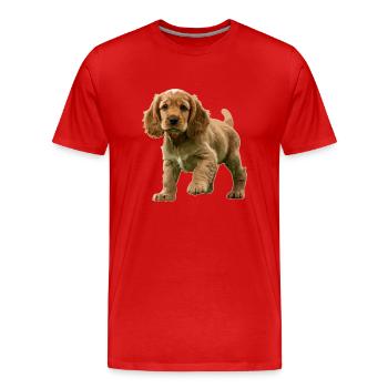 Chiot Cocker Spaniel - T-shirt bio Premium Homme - rouge - Devant - Damien (186cm)